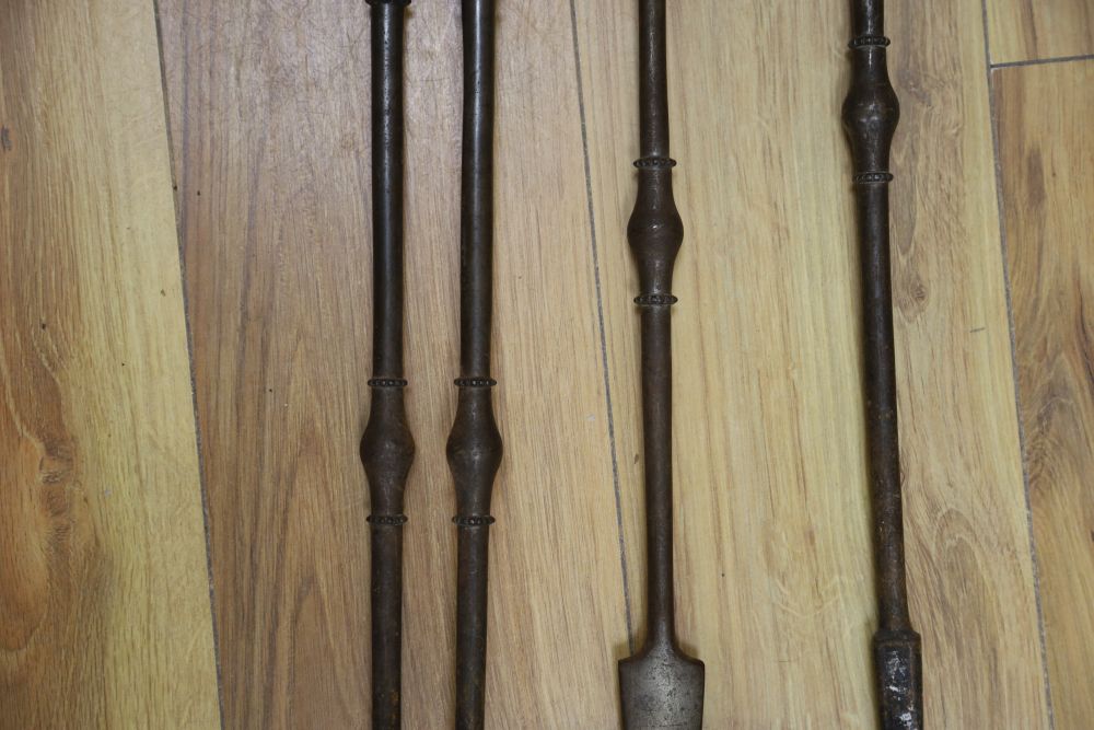 A set of three 19th century fire irons